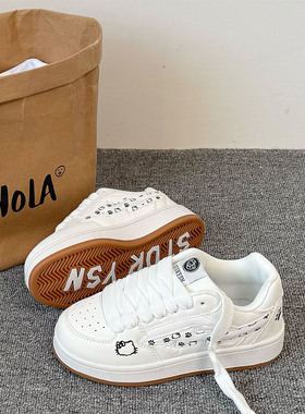 韩版小众百搭厚底面包鞋2025秋季新款小白鞋超火学生运动休闲板鞋