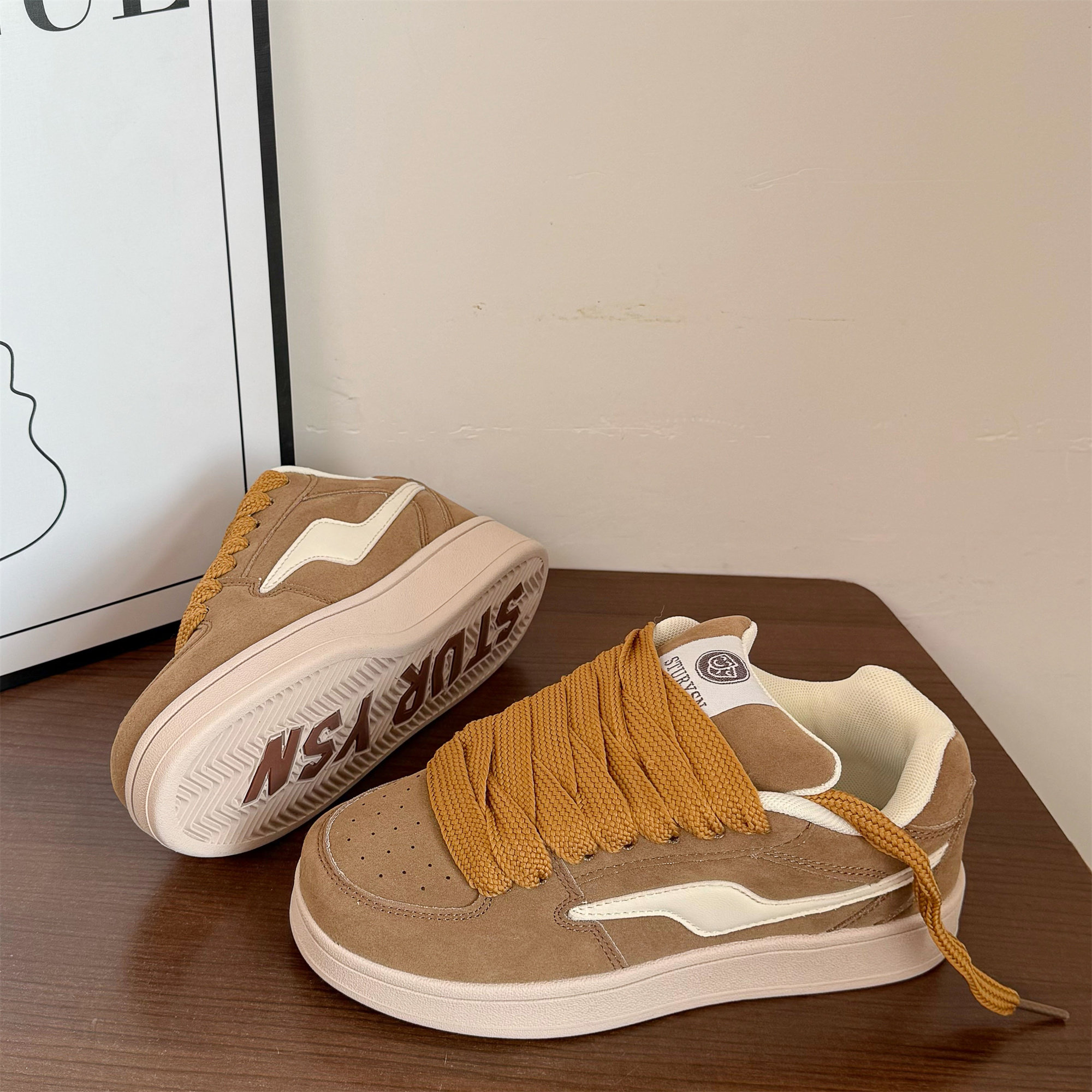 2025冬季新款小众棕米色面包鞋ins潮韩版学生板鞋百搭休闲小白鞋,女鞋,休闲板鞋,淘宝优惠券,粉丝福利购,淘宝优惠卷