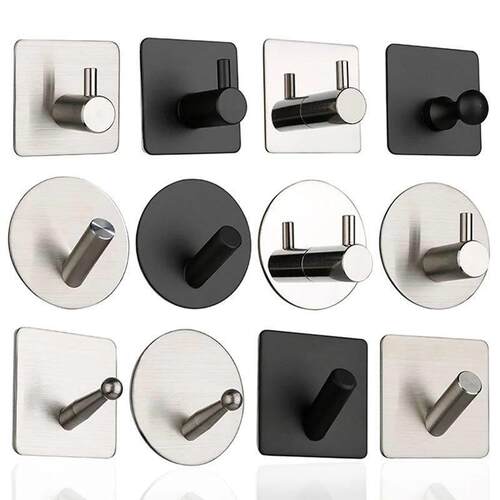 Self Adhesive Wall Hook Stainless Steel Towel Rack Bathroom