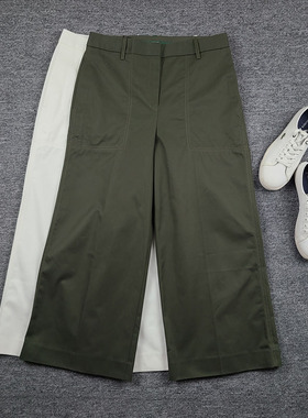 3898鱼 泰国产 通勤阔腿九分裤 显瘦宽松大裤腿长裤 优雅显高裤