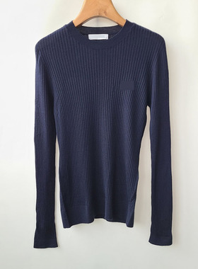 4684鱼 秋冬新品100%纯羊毛 亲肤圆领套头针织衫弹力修身薄款毛衣