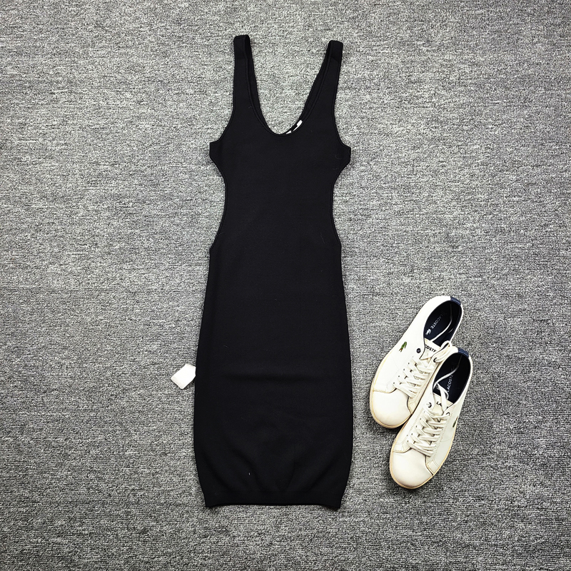 4278 C家 大圆领工字背针织背心连衣裙 秋冬打底中裙 聚会闪光灯