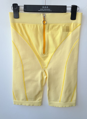 5385鱼 超酷半拉链骑五分行裤 高腰速干无负担健身慢跑运动中裤