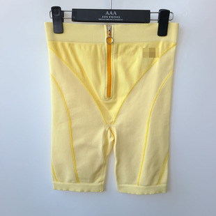 高腰速干无负担健身慢跑运动中裤 5385鱼 超酷半拉链骑五分行裤