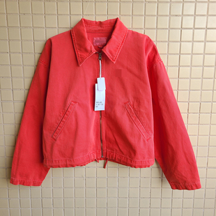 4460鱼 秋冬新品单宁外套 宽松版型暖橙色牛仔短外套 超修饰身形