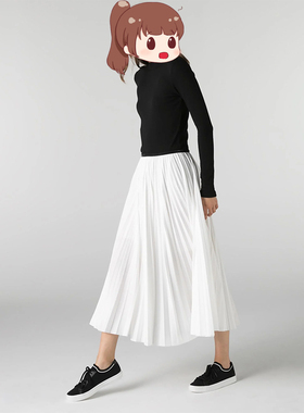 1873鱼 大码MM福音！CHAO仙显瘦大伞裙休闲半身裙 高腰百褶A字裙