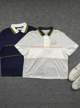 4150鱼 法产 超透气速干运动POLO衫 翻领撞色网球服 宽松套头上衣