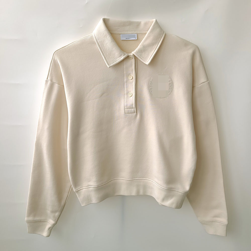 4653鱼 RELAXED FIT女士秋冬POLO领卫衣 舒适棉质优雅套头上衣