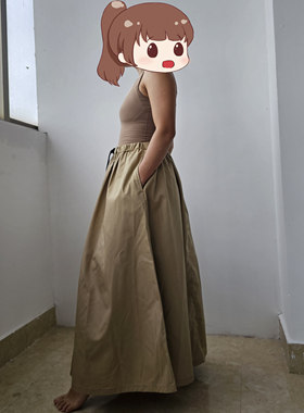 4646哥亚 女款防泼水防蚊户外松紧腰长裙子 含腰带半身裙 22AW