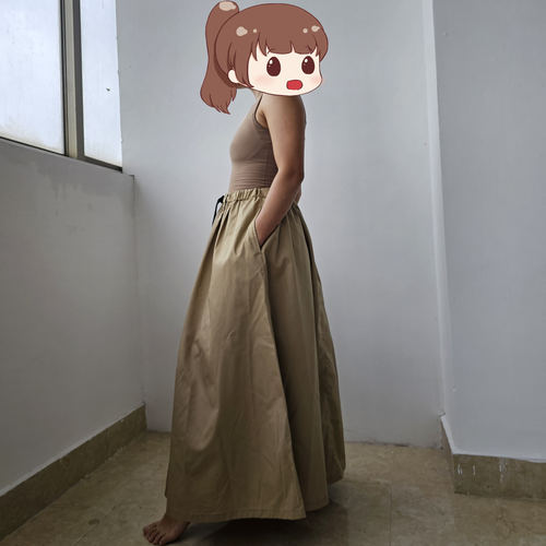 4646哥亚 女款防泼水防蚊户外松紧腰长裙子 含腰带半身裙 22AW