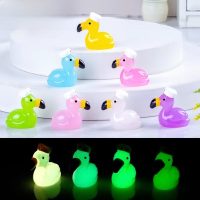 微景观护士帽火烈鸟动物造景摆件