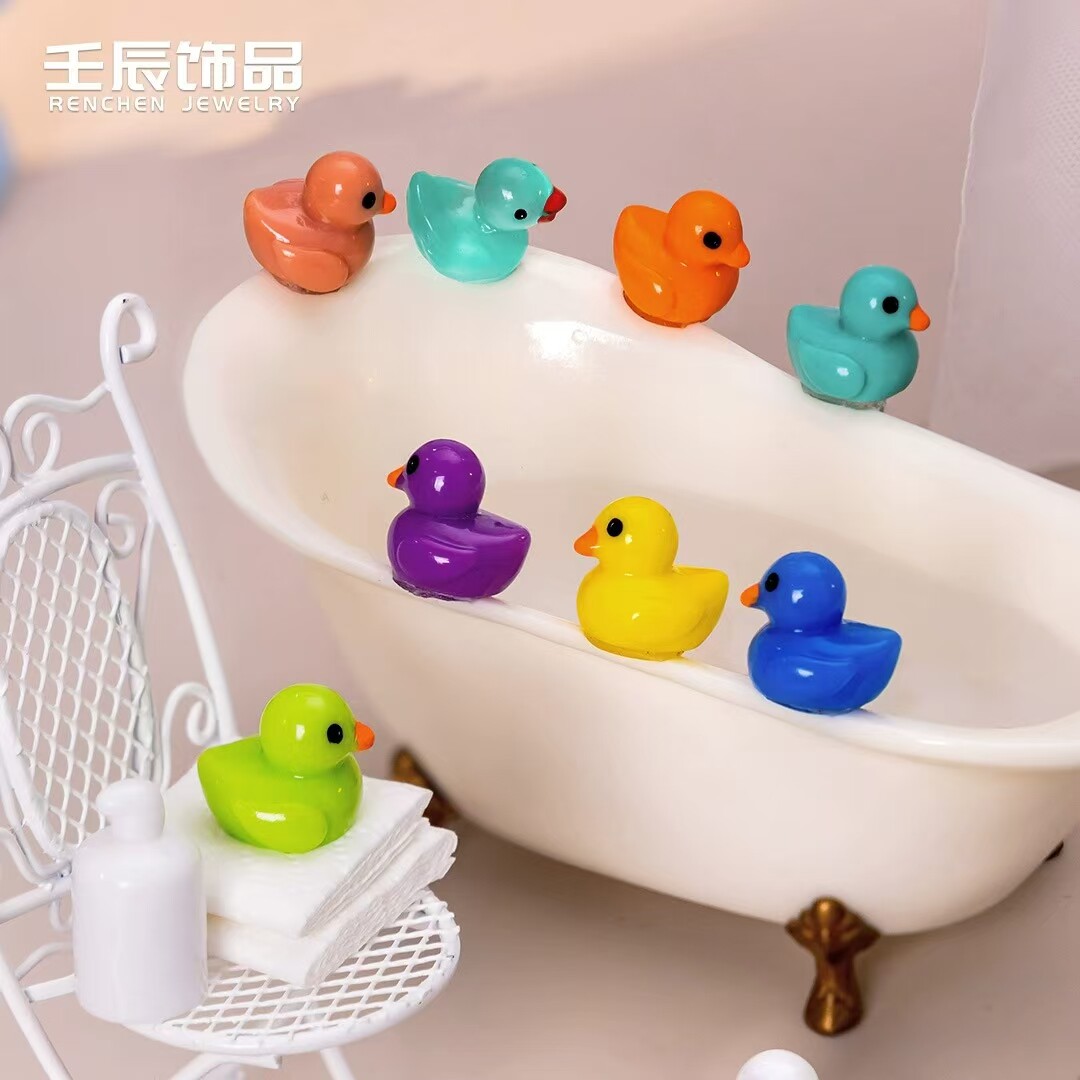 跨境福气彩色鸭子滴油手工制作多肉diy园艺组装小摆件树脂配件