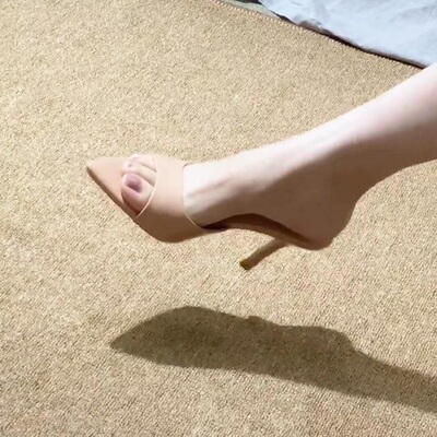 细跟尖头一字带凉拖鞋夏新款凉鞋