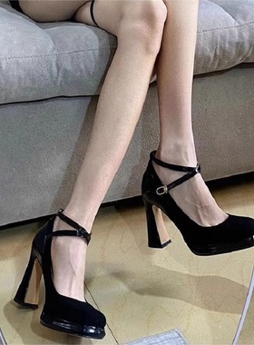 复古玛丽珍鞋黑色粗跟高跟鞋女2025年秋冬新款气质百搭法式单鞋女