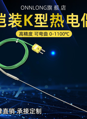 WRNK-191铠装K型热电偶耐高温1100度炉温检测探头探针式热电阻温