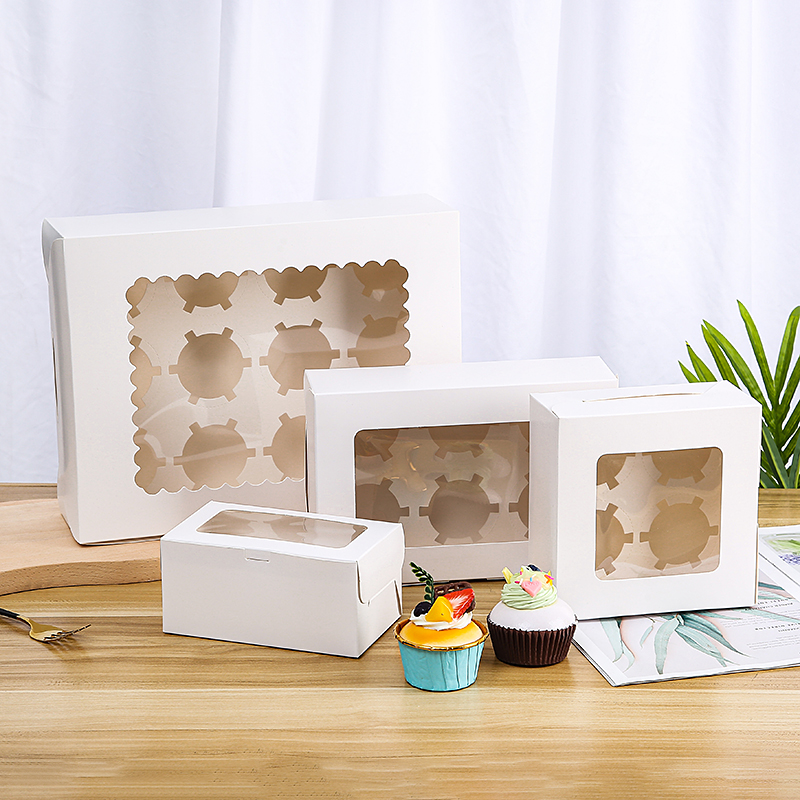 雪媚娘纸杯蛋糕包装盒1/2/4/6/12粒杯子马芬杯透明开窗烘焙打包盒