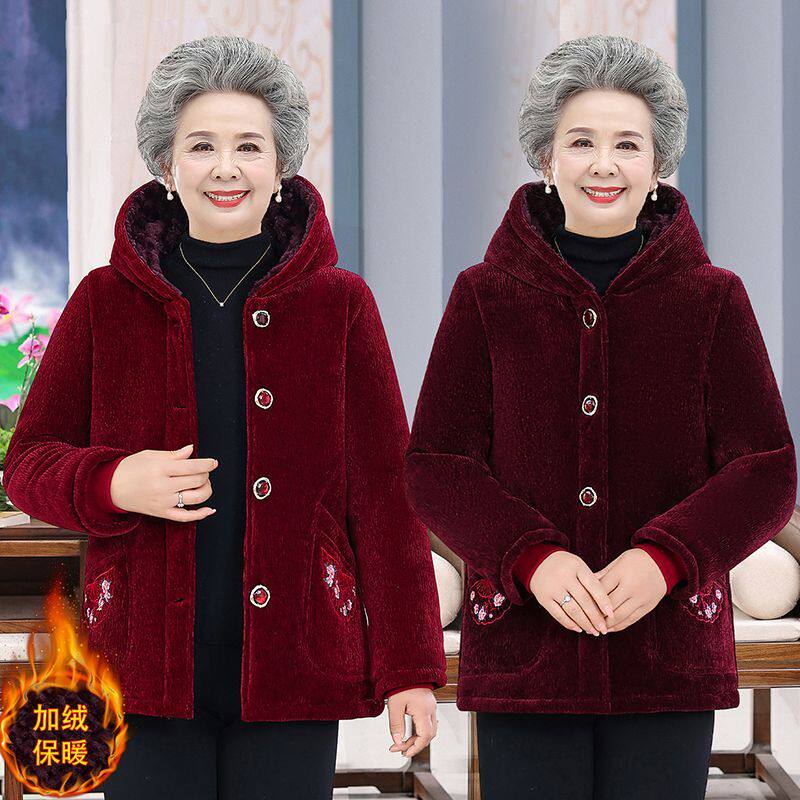 老年人冬装女灯芯绒棉衣