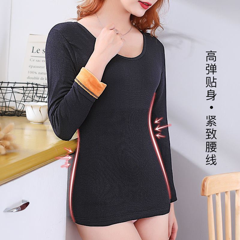 低领保暖衣内衣女士加绒