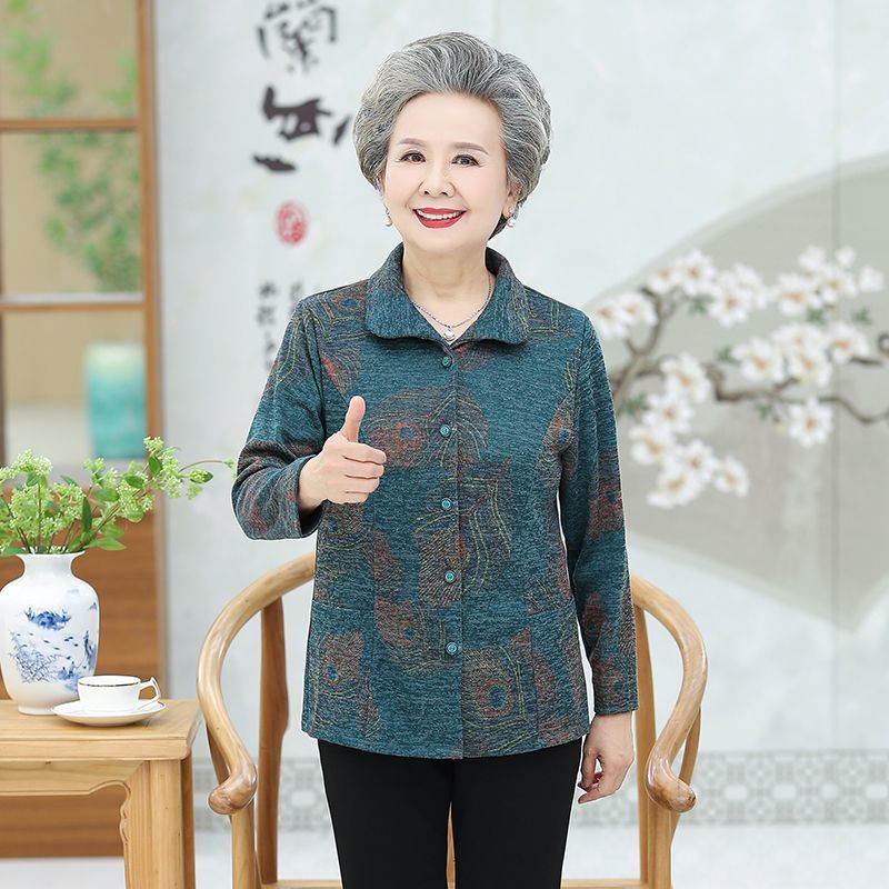 奶奶衬衫女长袖上衣老太