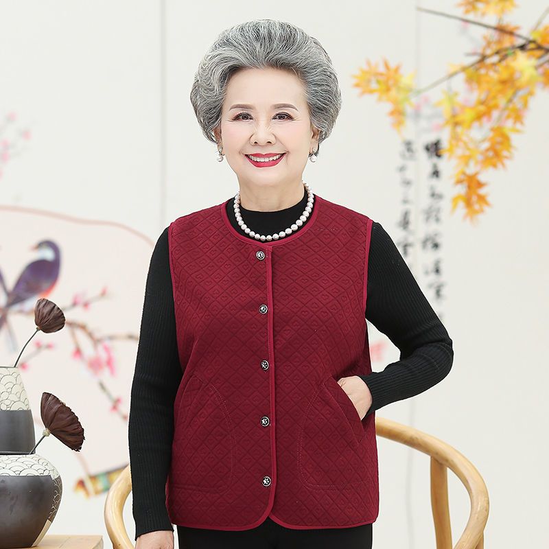 中老年人秋装马甲女短外