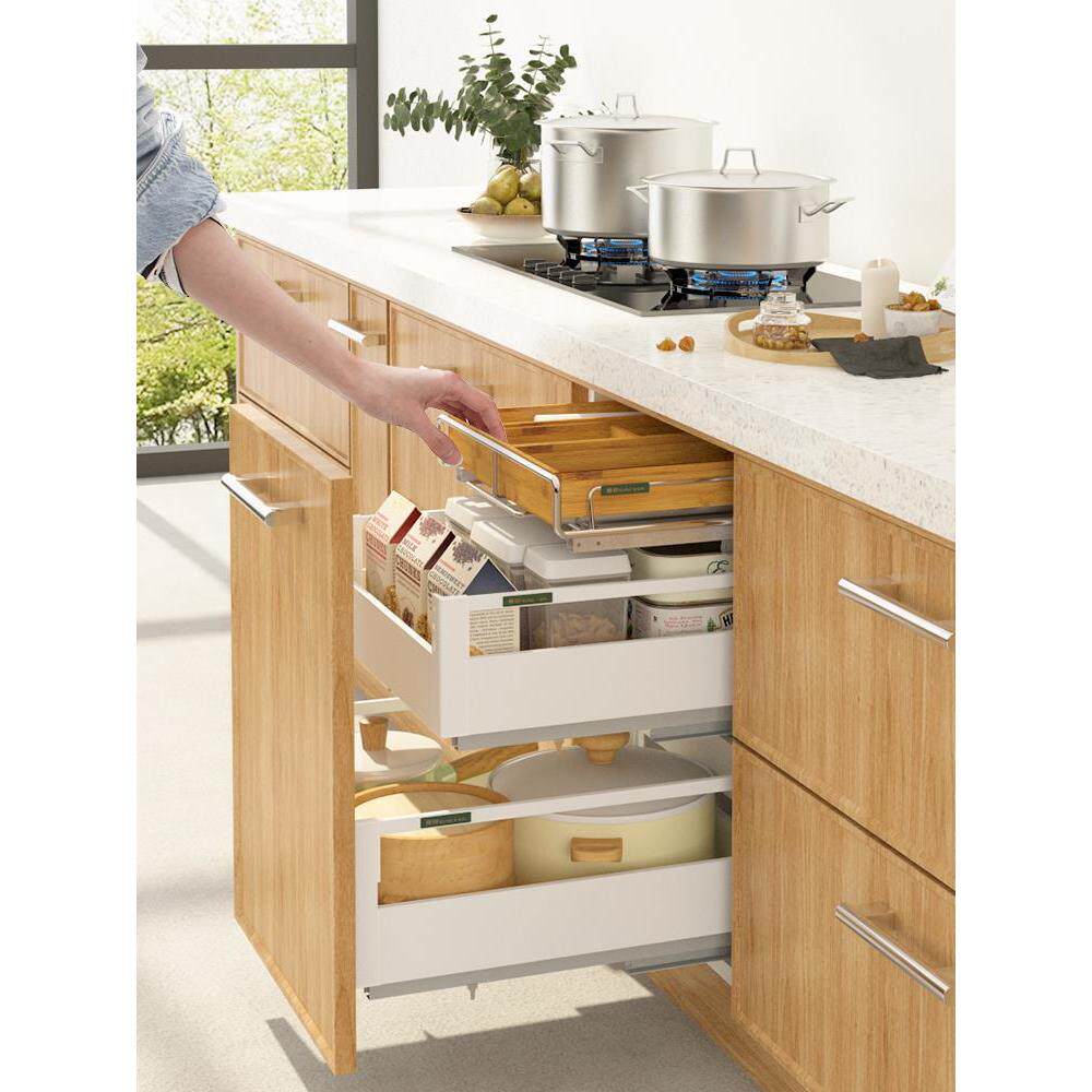 意驰  厨房橱柜拉篮不锈钢置物架拉蓝抽屉式碗篮碗碟调味料收纳篮