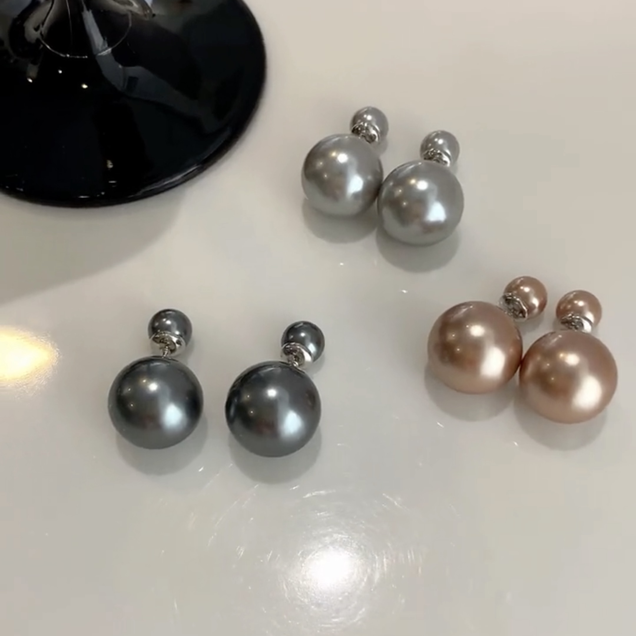 大小珍珠耳钉女2025新款一款多戴轻奢气质耳环时尚经典气质耳饰品