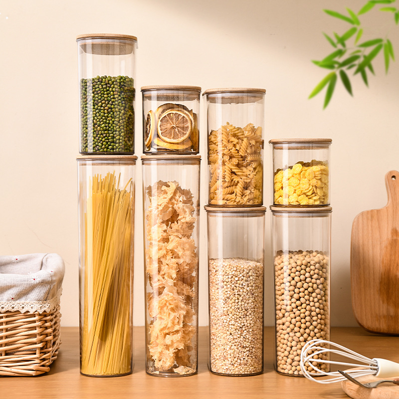五谷杂粮密封罐竹木盖高透明防潮冰箱收纳盒咖啡豆茶叶辅食储存实