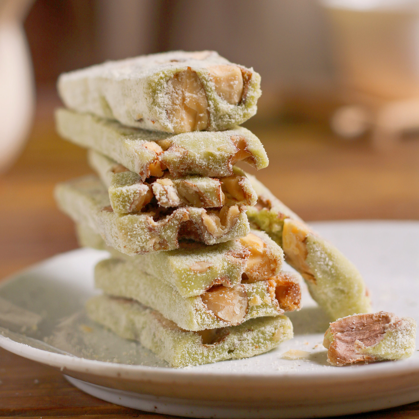 竹移轩 手工抹茶巴旦木奶糕之恋 香酥牛轧软糖糕点休闲茶点心120g