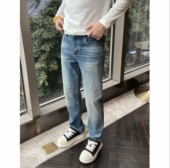 RL老钱牛仔 秋季 洗水弹力刺绣渐变修身 直筒牛仔裤 子显高9793