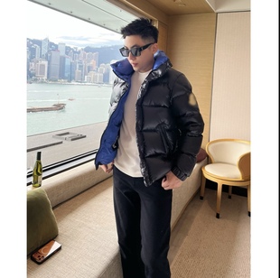 冬季新款轻奢天花板品质潮绿胖子羽绒服男时尚90鸭绒亮面包服