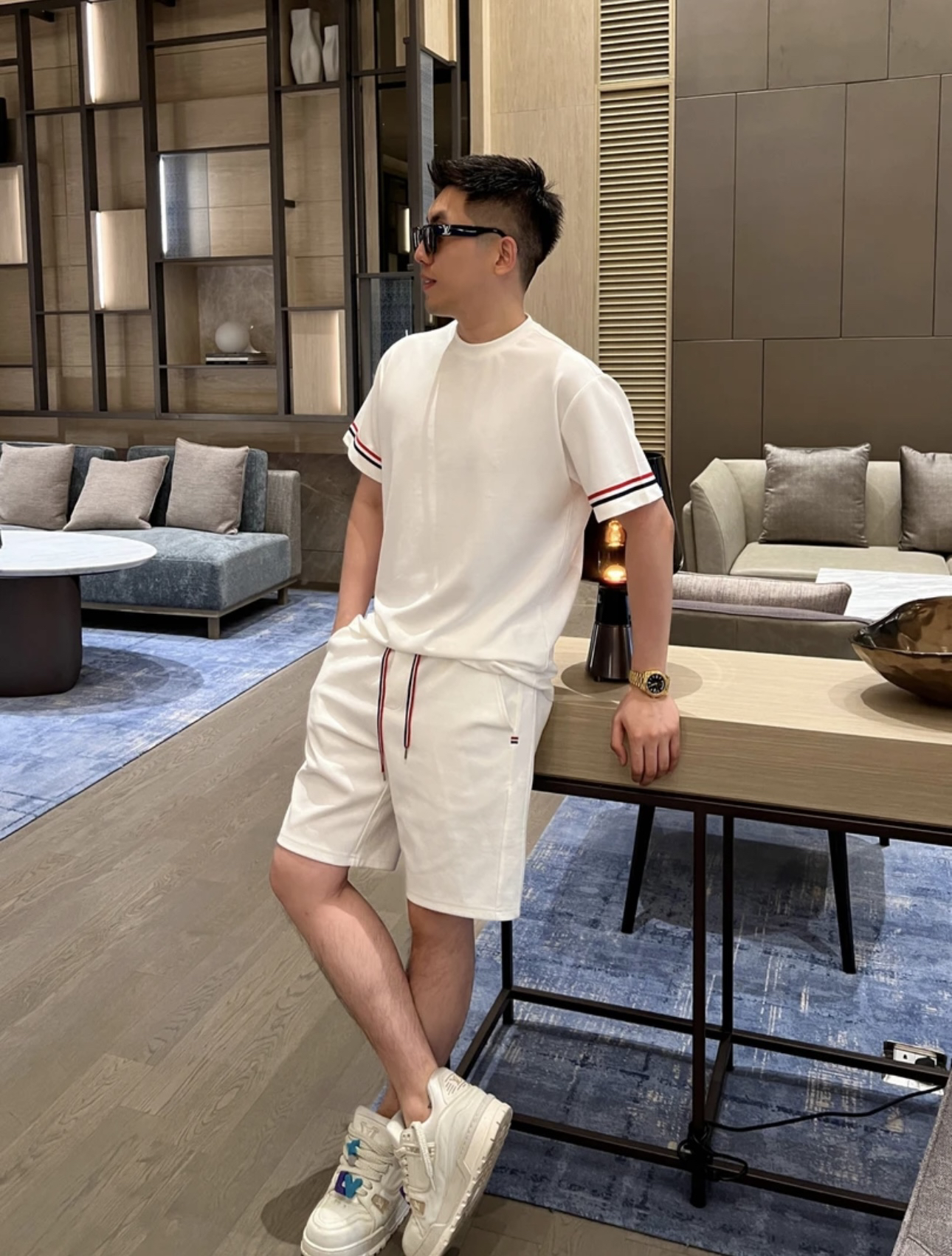 【色织系列】春夏三色空气棉短袖短裤套装时尚休闲清凉百搭款