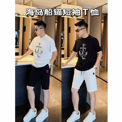 【船锚绳绣】26夏日立体刺绣液氨棉摩登短袖男士T恤百搭衣服8307