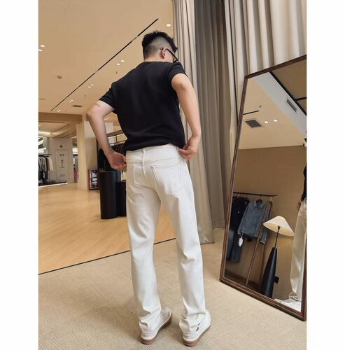 暖杏牛仔26秋季通勤百搭杏色老钱弹力直筒牛仔裤子男士老钱2071