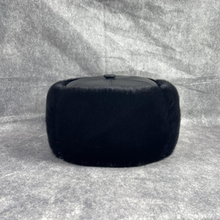 海豹新款真皮高端男女通用乌克兰帽真皮帽子保暖护黑色护耳棉帽