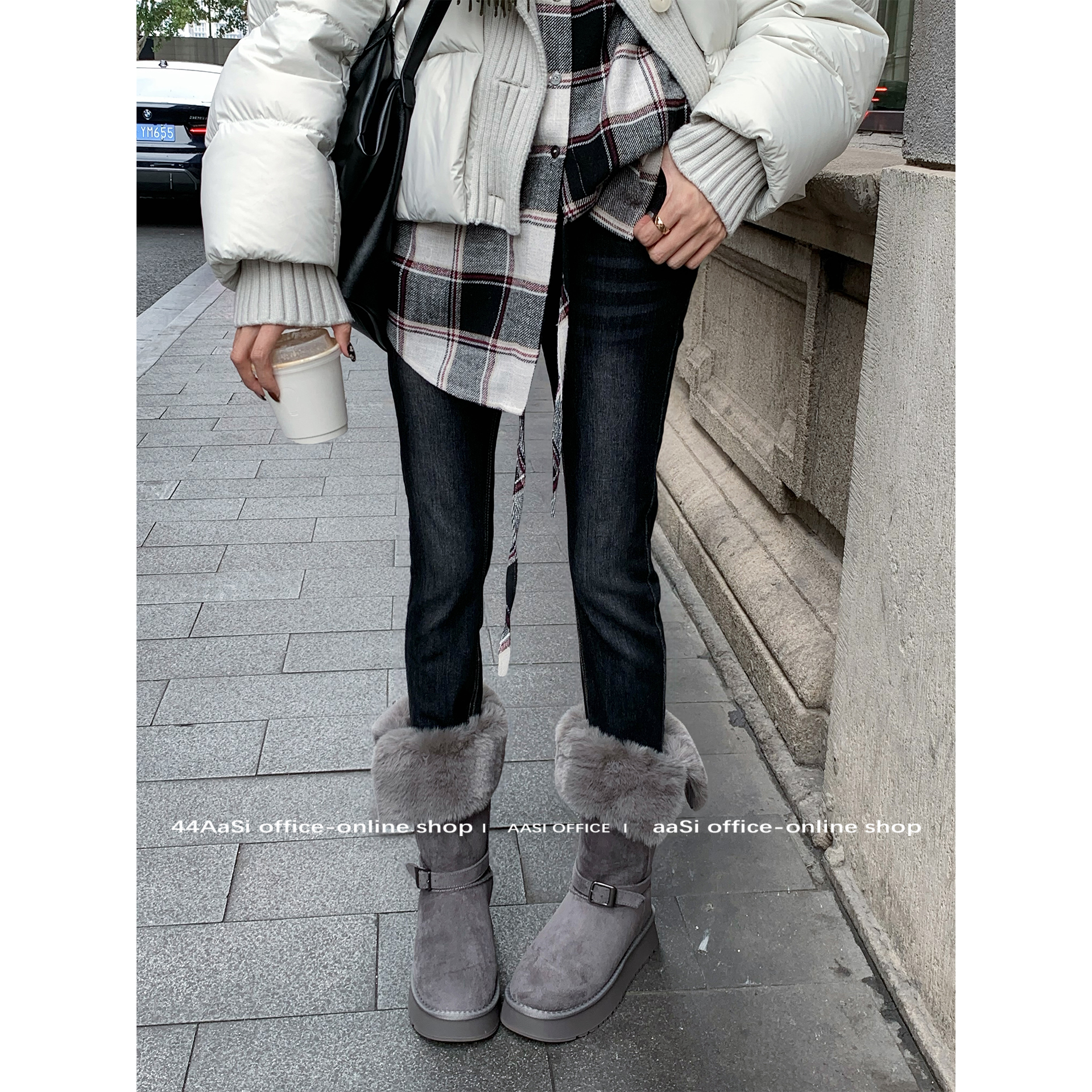 44AaSi 回忆2000年 古早弹力猫须丰胯女修身显瘦小脚牛仔长裤