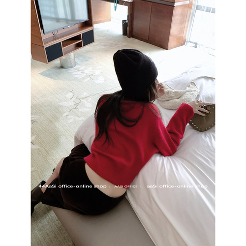 44AaSi 圣诞预告 浣熊羊毛节日bi备～软糯V领毛衣开衫打底上衣