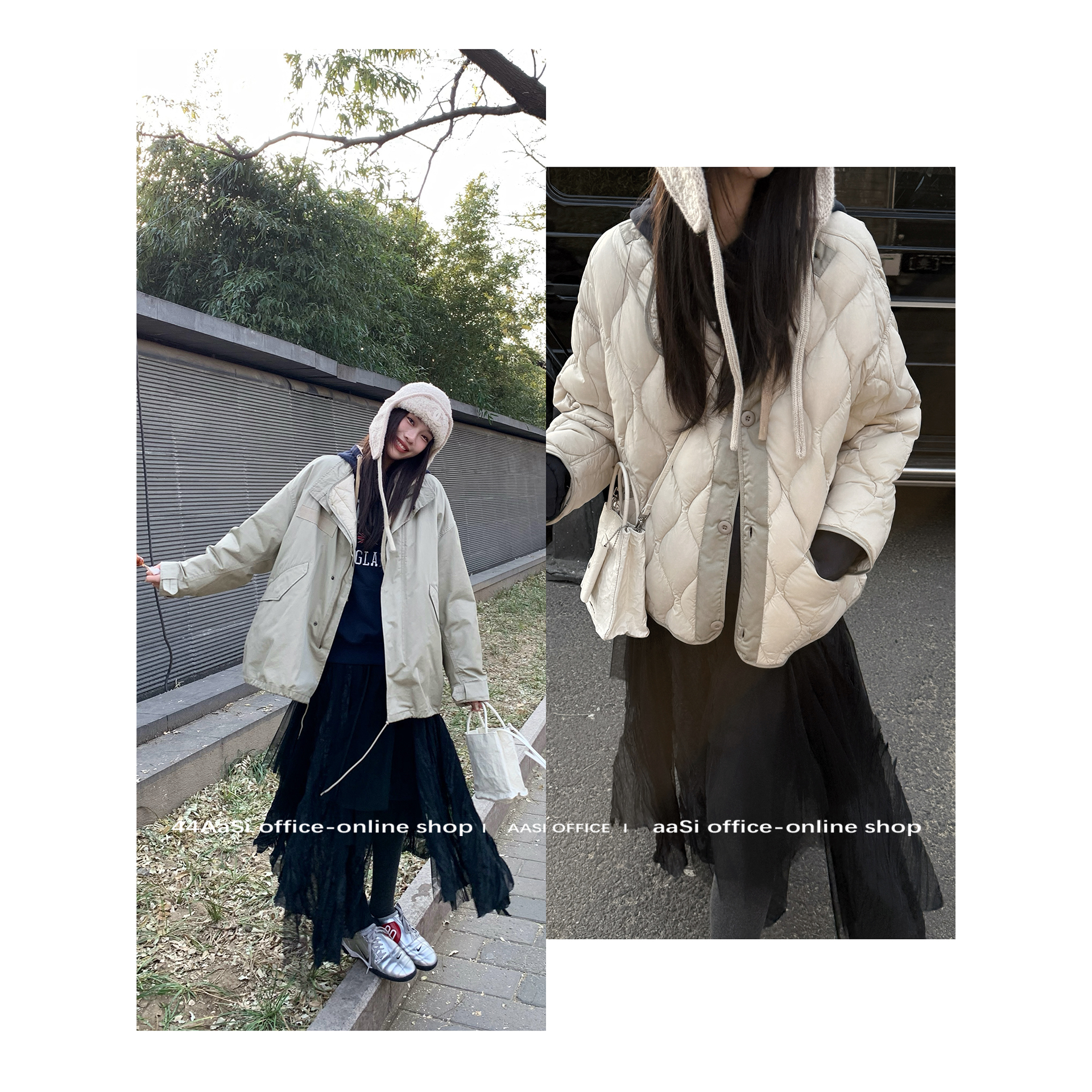 44AaSi 派克羽绒一体两件套！细节满满可拆卸工装白鸭绒立领外套