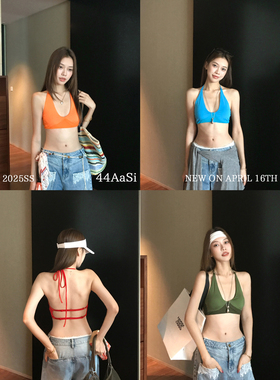 44AaSi 缤纷Colourful  叠穿精髓网纱U领运动外穿内衣背心