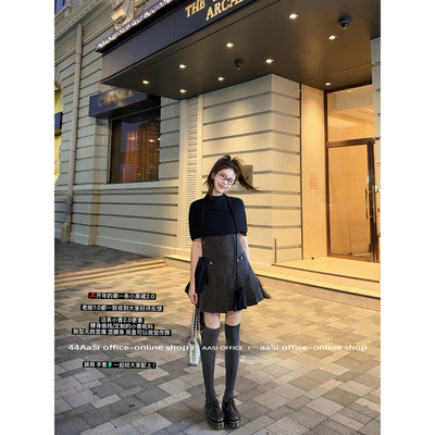 44AaSi早春 蒂娜小姐 开年的第一条小香风背心秀款连衣裙百褶裙