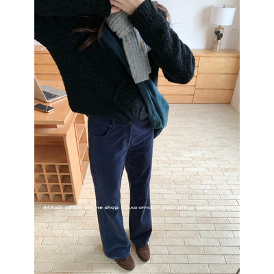 44AaSi冬天也是瘦子！牛仔蓝灯芯绒直筒休闲裤宽松显瘦秋冬长裤