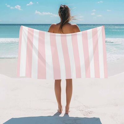 Beach Towel Pink Stripes Bath Pool Towels Pink White Vertica