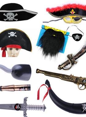 cosplay Halloween Pirate hat mask knife flag Blindfold cloak