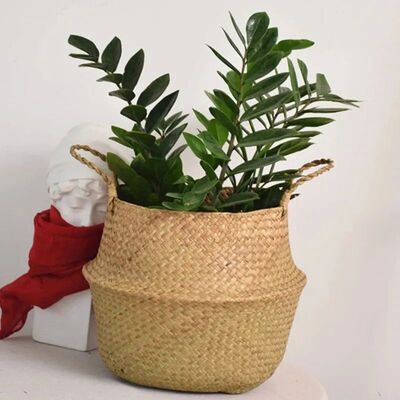 Wicker Basket Toy Organizer Folding Rattan Seagrass Storage