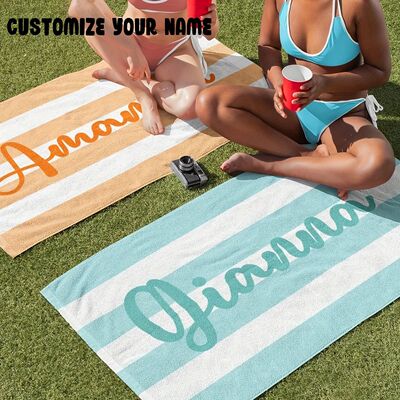 Customized Beach Towel Striped Pattern Personalized Absorben
