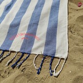 Cotton180 Towels 100不沾沙 Beach 蓝色宽条纹沙滩巾毯Turkish