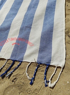 蓝色宽条纹沙滩巾毯Turkish Beach Towels Cotton180*100不沾沙