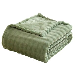 Fleece Blanket Soft Green Cozy Super Bubble Couch Sage for