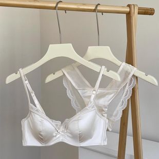 新款 上托防下垂软钢圈文胸罩 法式 高级缎面内衣女大胸显小薄款
