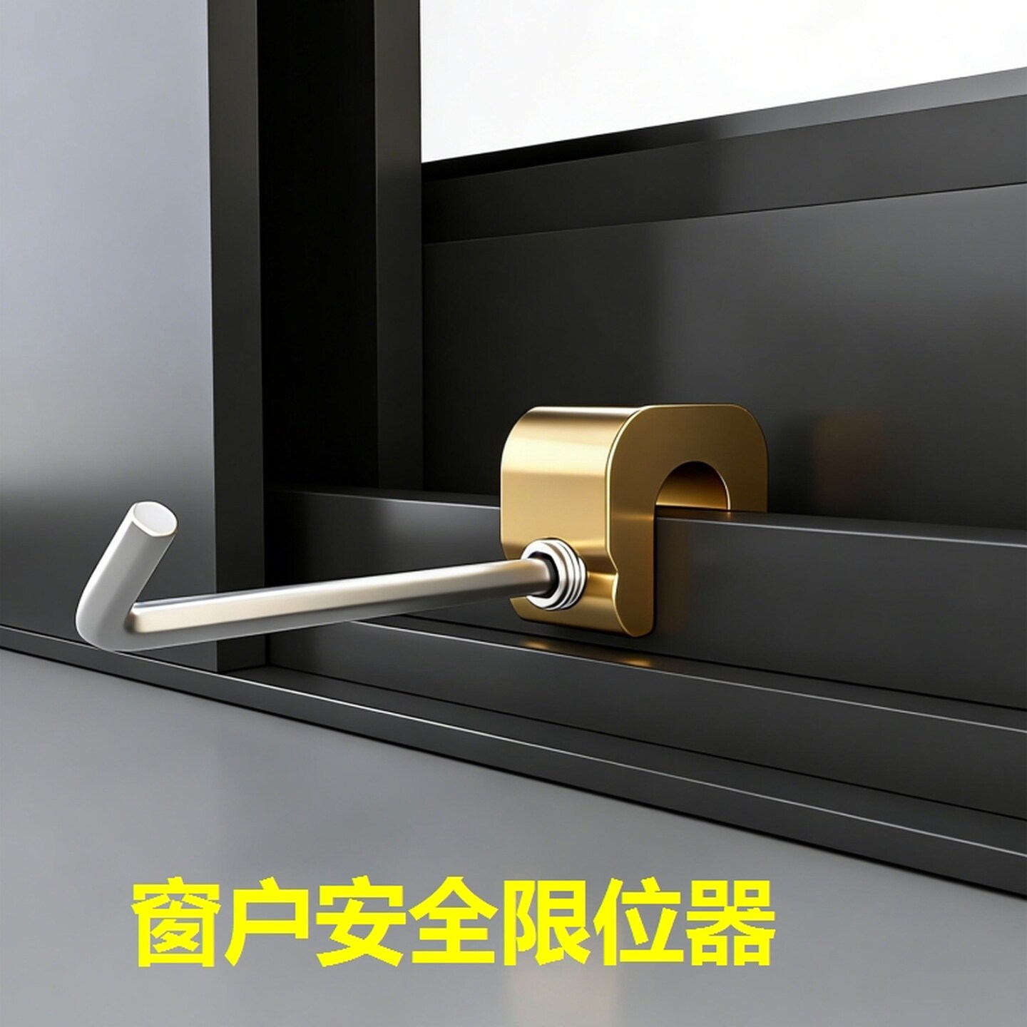 定位限位器儿童窗户安全外开门窗铝合金纱窗定位器防坠楼卡扣锁扣