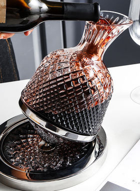 法国工艺高档奢华水晶玻璃红酒醒酒器家用旋转不倒翁陀螺醒酒器具